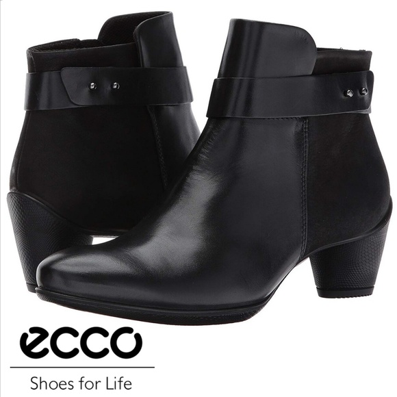 Black Leather Ankle Boot Sz 